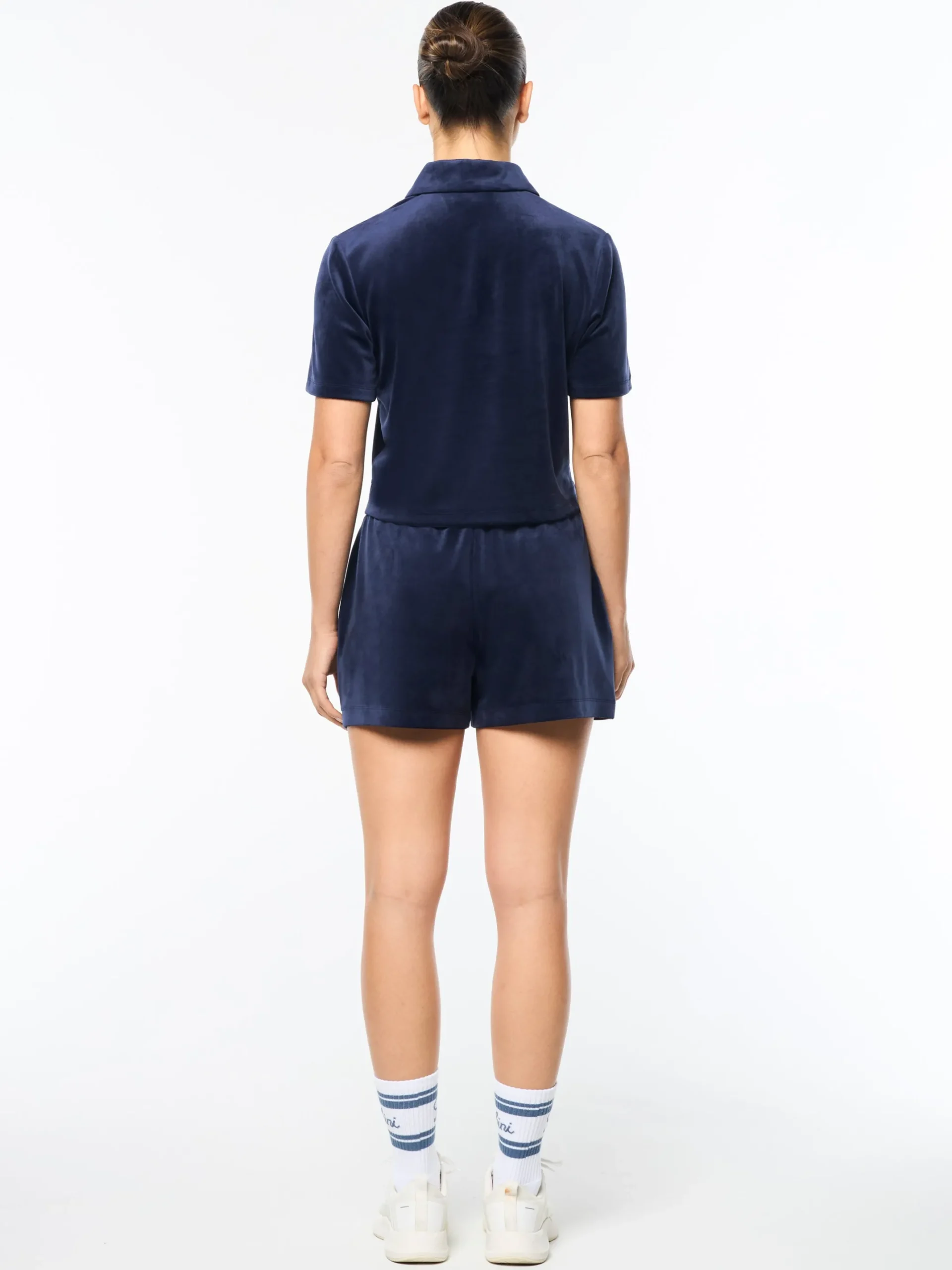 Adele Velour Polo- Maritime Blue