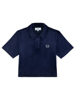 Adele Velour Polo- Maritime Blue