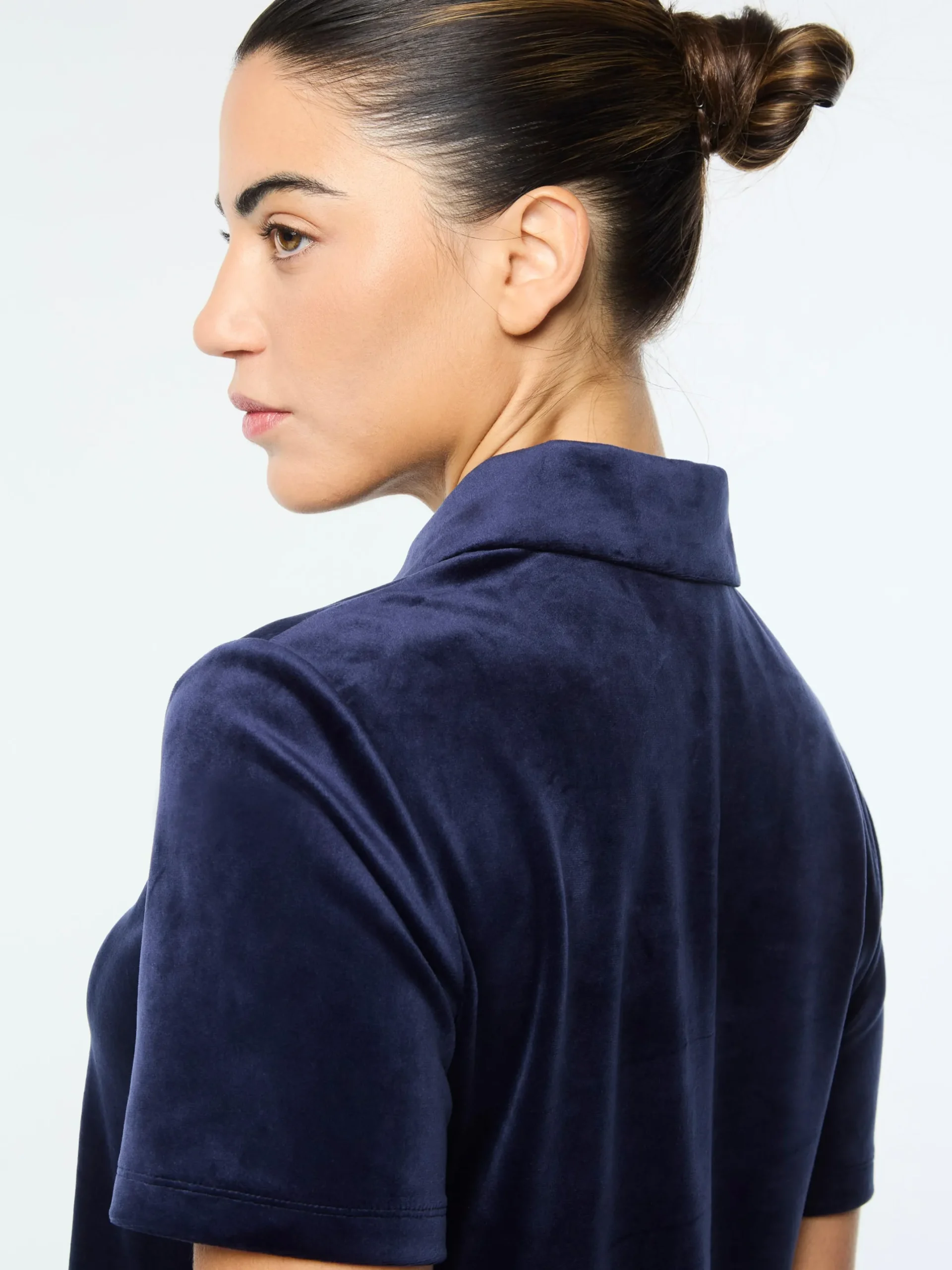 Adele Velour Polo- Maritime Blue