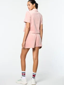 Adele Velour Polo- Pale Mauve