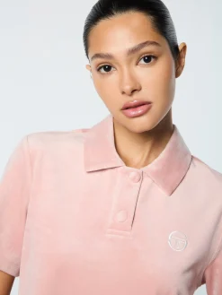 Adele Velour Polo- Pale Mauve