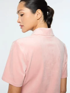 Adele Velour Polo- Pale Mauve