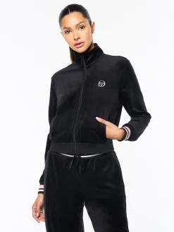 Adele Velour Track Jacket- Black Beauty
