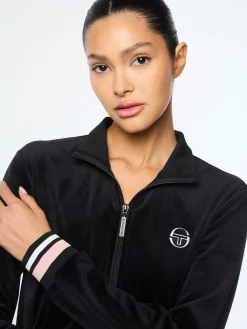 Adele Velour Track Jacket- Black Beauty