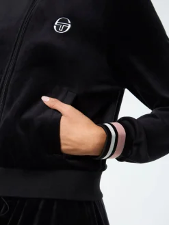 Adele Velour Track Jacket- Black Beauty