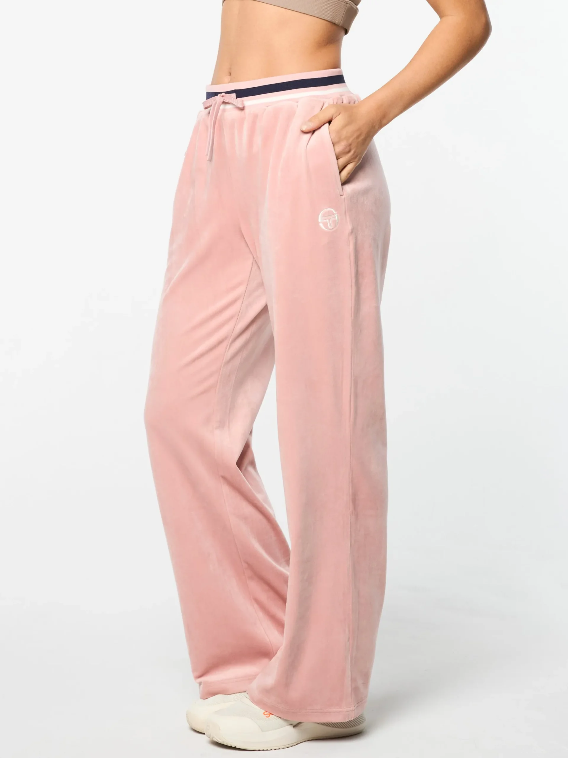 Adele Velour Track Pant- Pale Mauve
