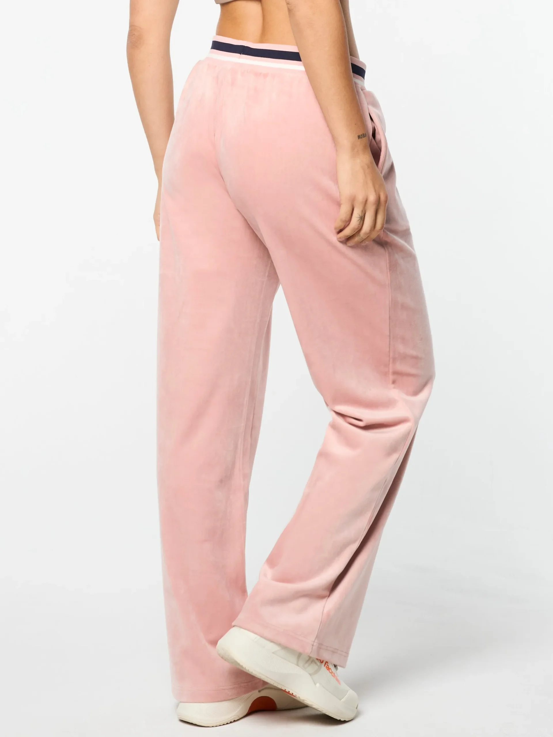 Adele Velour Track Pant- Pale Mauve