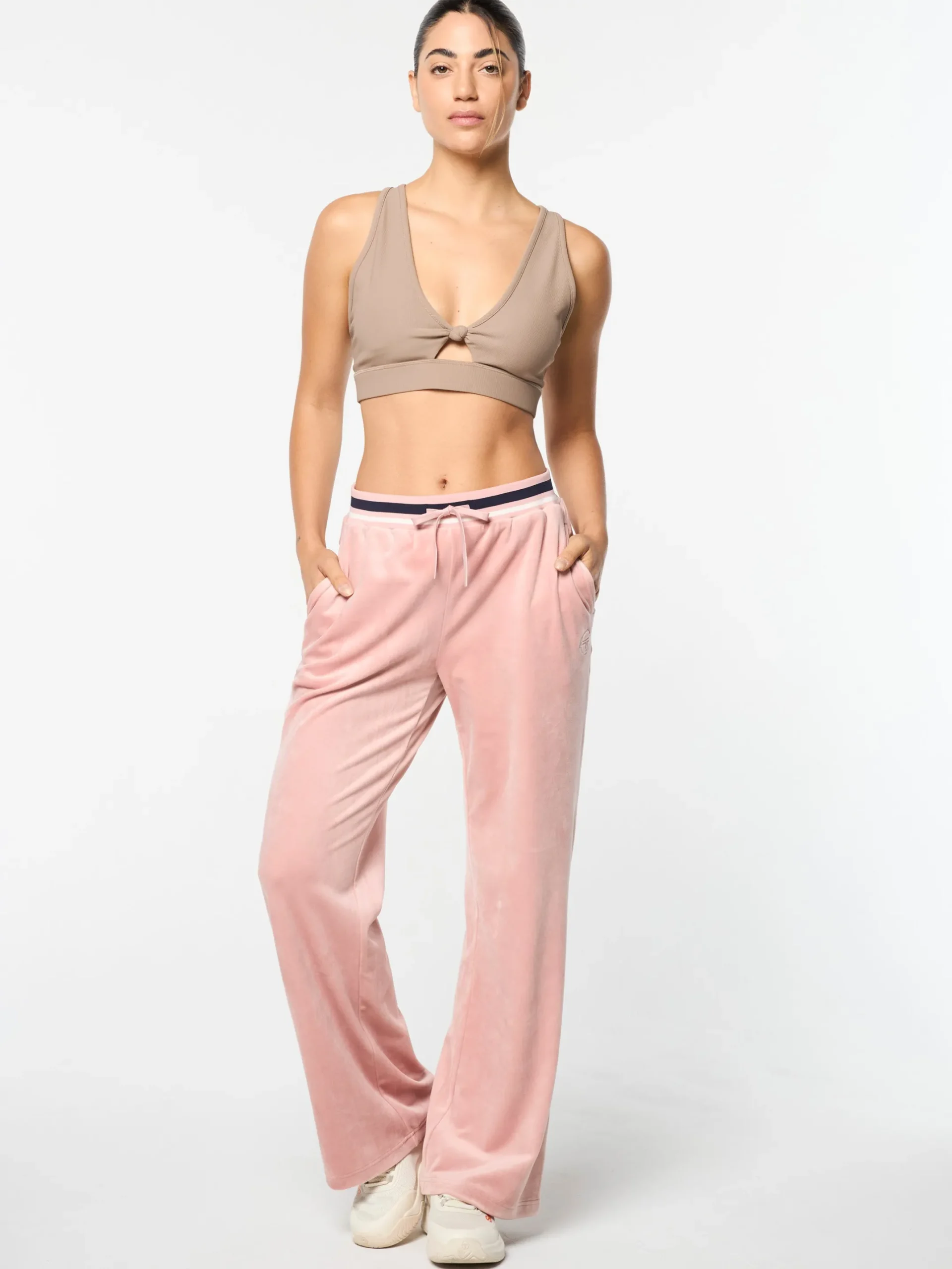 Adele Velour Track Pant- Pale Mauve