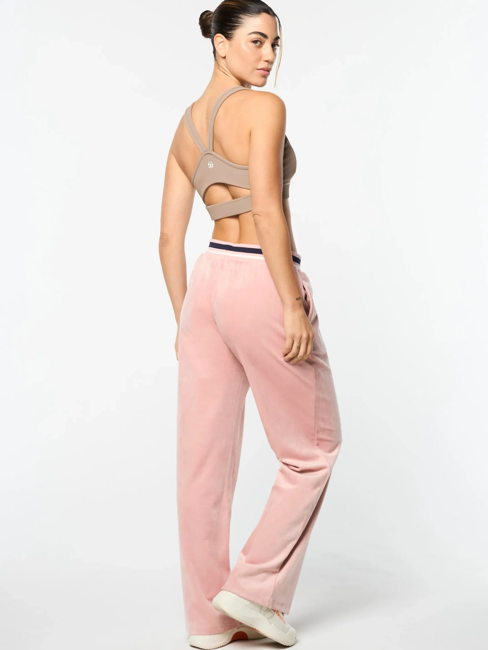 Adele Velour Track Pant- Pale Mauve