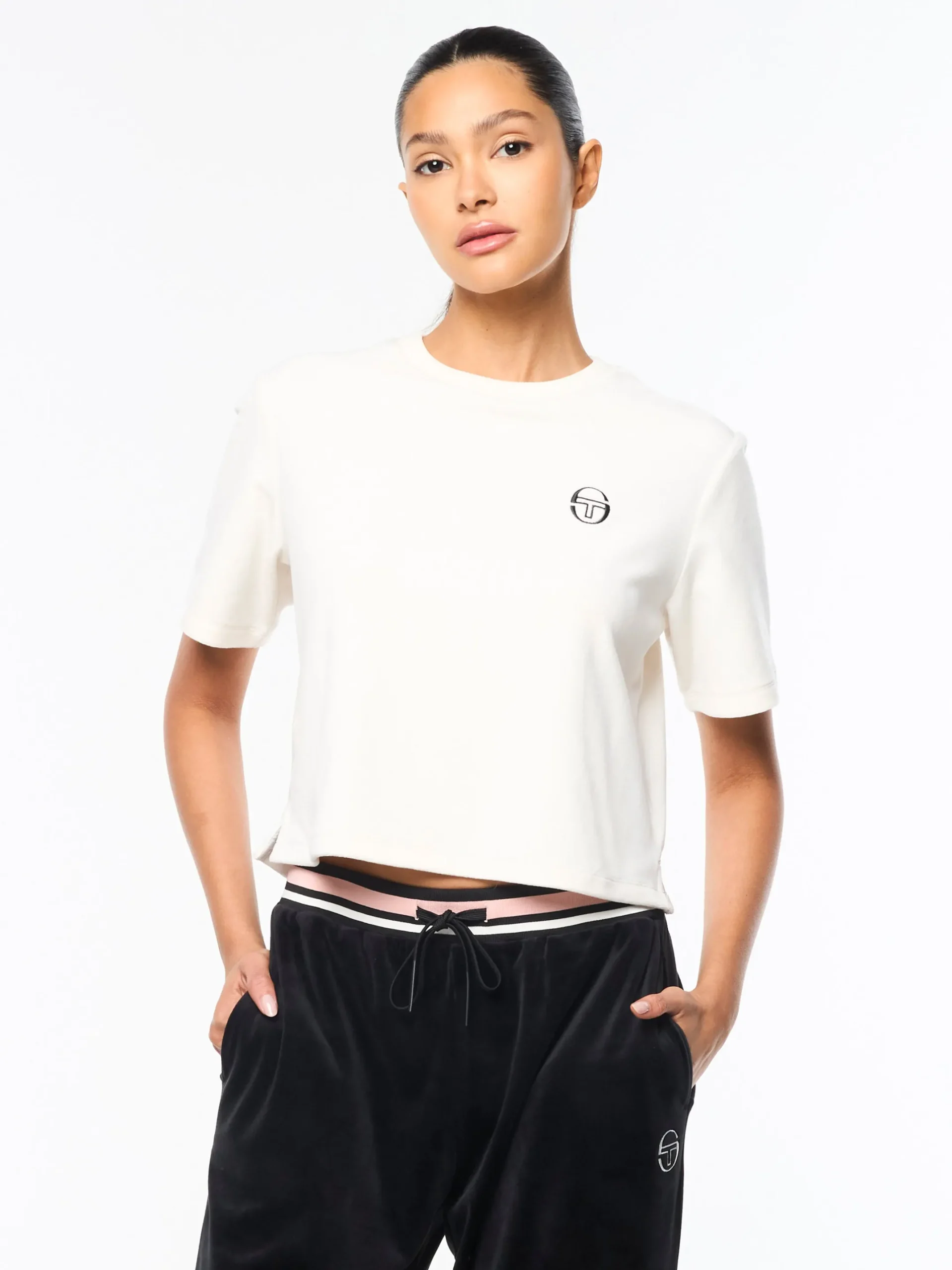 Adele Velour T-Shirt- Gardenia