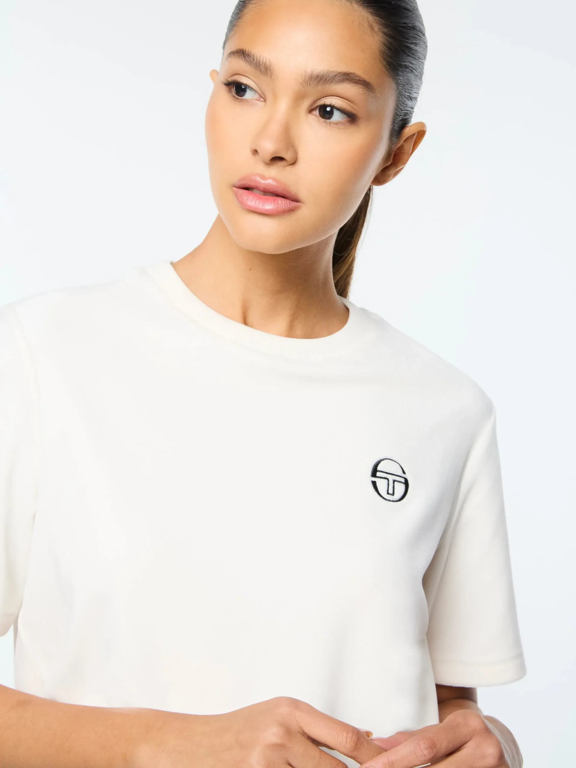 Adele Velour T-Shirt- Gardenia