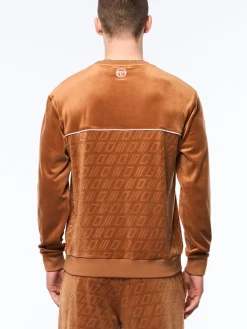 Bandiera Debossed Velour Crewneck-Sugar Almond