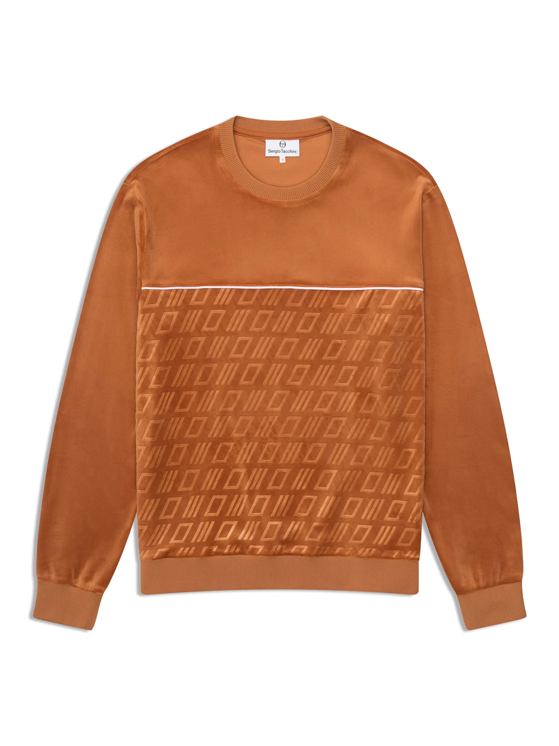 Bandiera Debossed Velour Crewneck-Sugar Almond