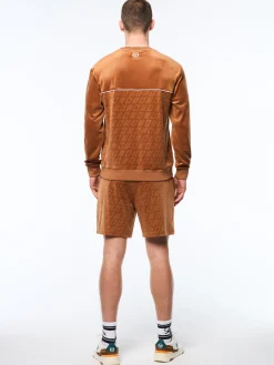 Bandiera Debossed Velour Crewneck-Sugar Almond