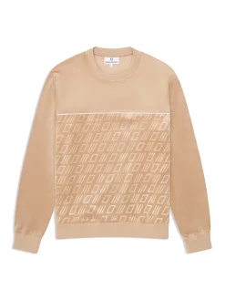 Bandiera Debossed Velour Crewneck-Humus