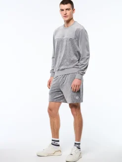 Bandiera Debossed Velour Crewneck-Sleet