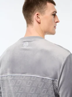 Bandiera Debossed Velour Crewneck-Sleet