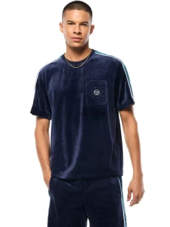 Cresta Velour Pocket T-Shirt-Maritime Blue