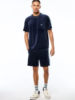 Cresta Velour Pocket T-Shirt-Maritime Blue