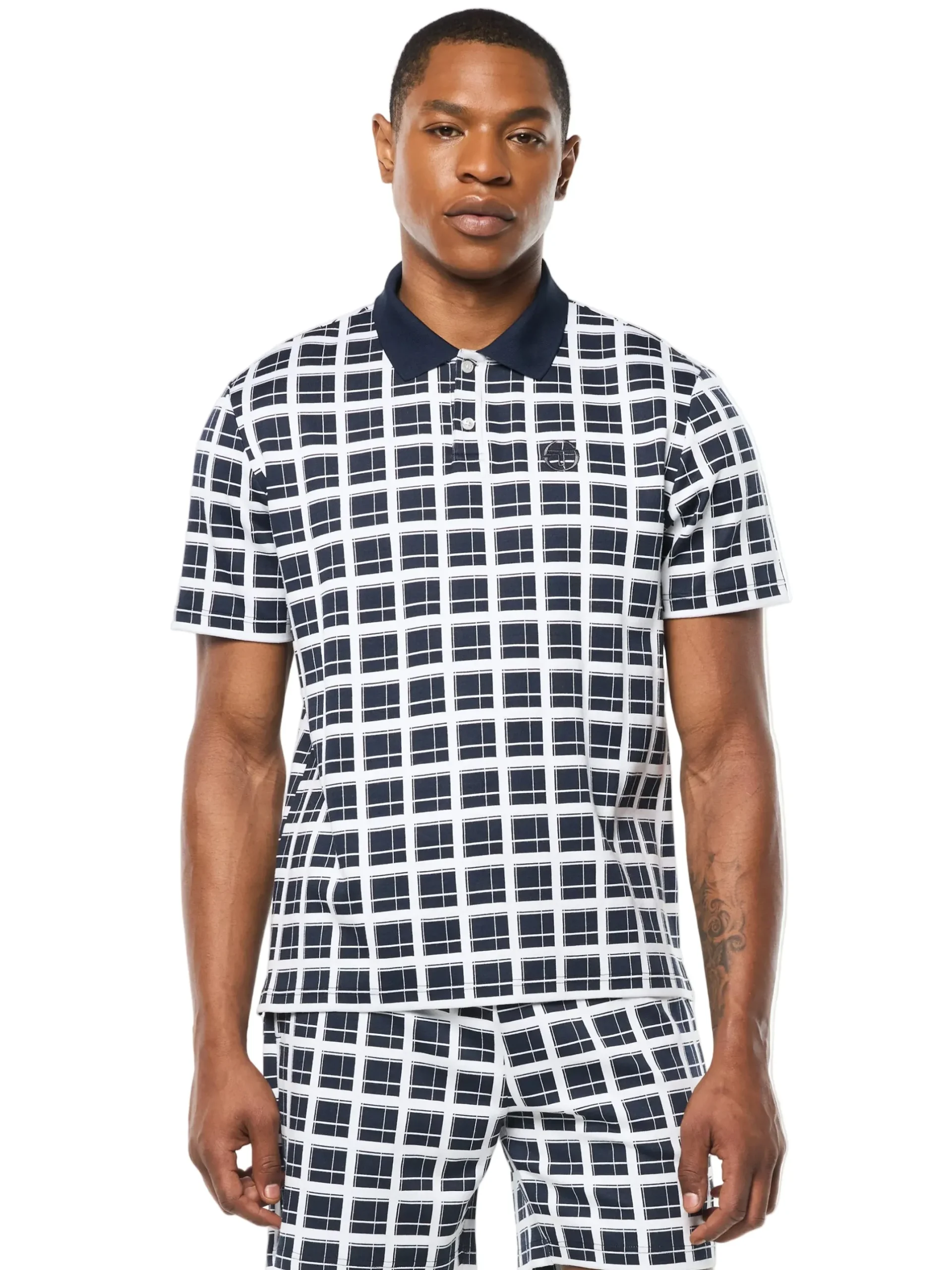 Damarindo Check Polo- Maritime Blue