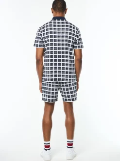 Damarindo Check Polo- Maritime Blue