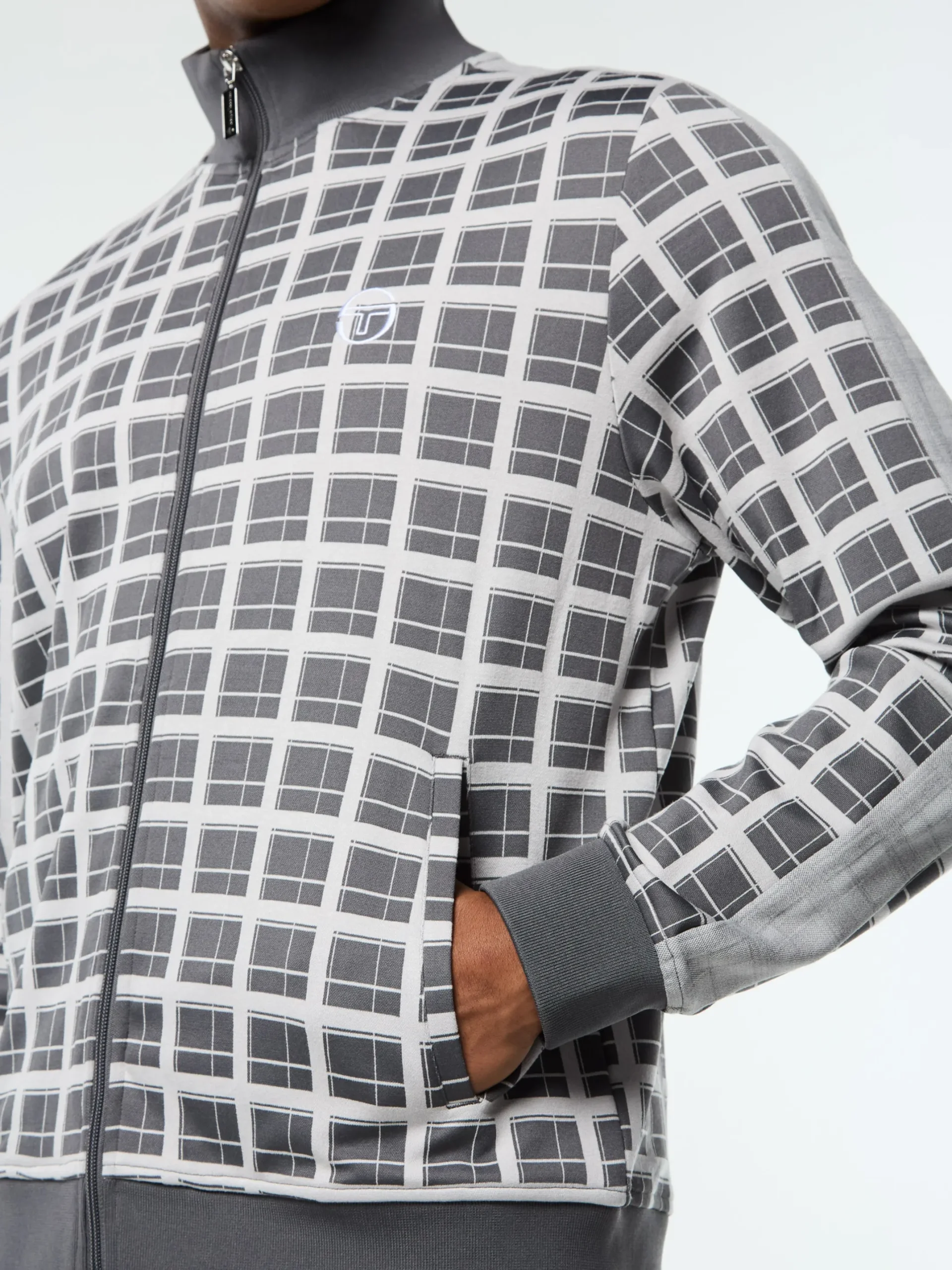 Damarindo Check Track Jacket- Quiet Grey