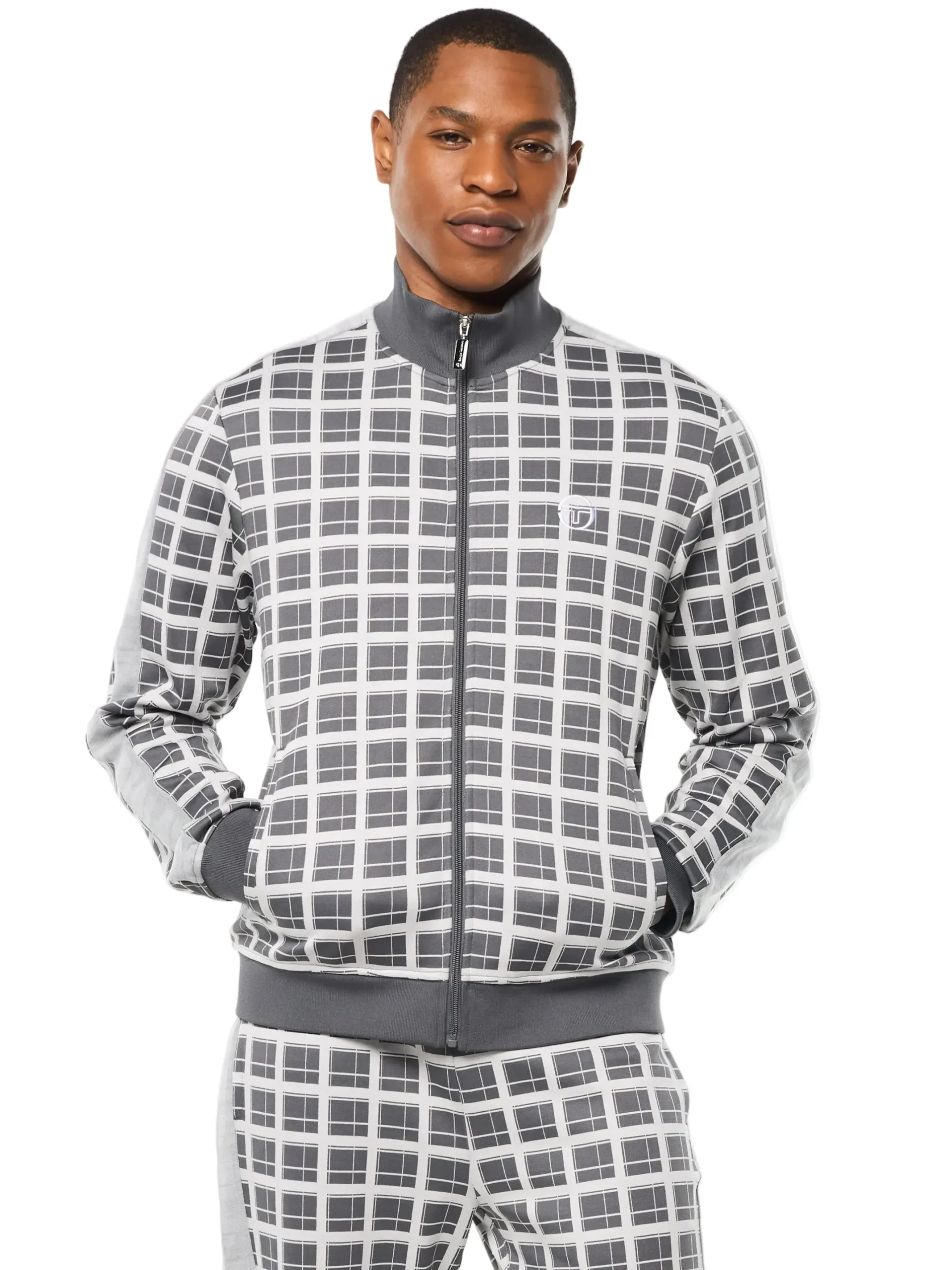 Damarindo Check Track Jacket- Quiet Grey