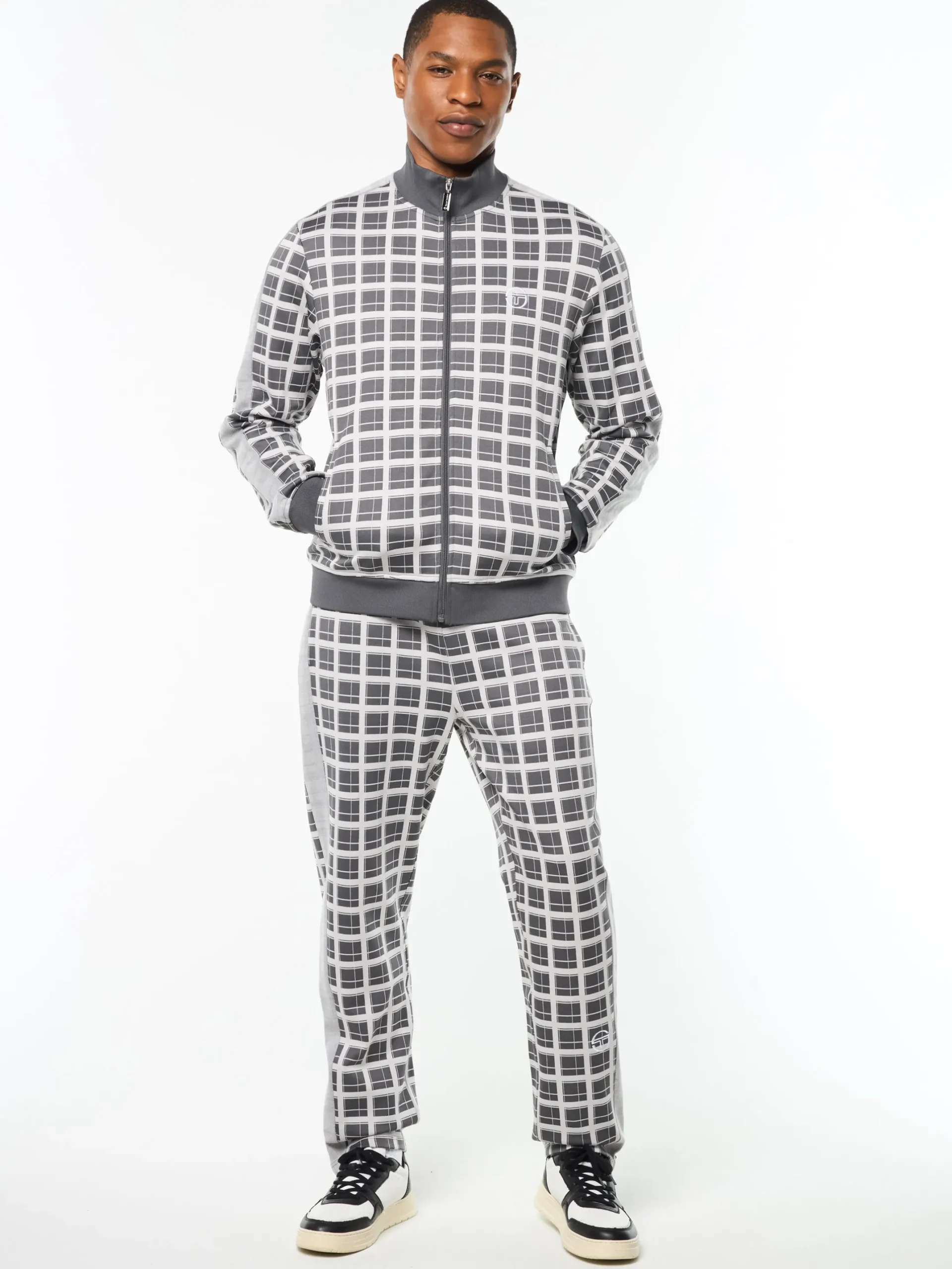 Damarindo Check Track Jacket- Quiet Grey
