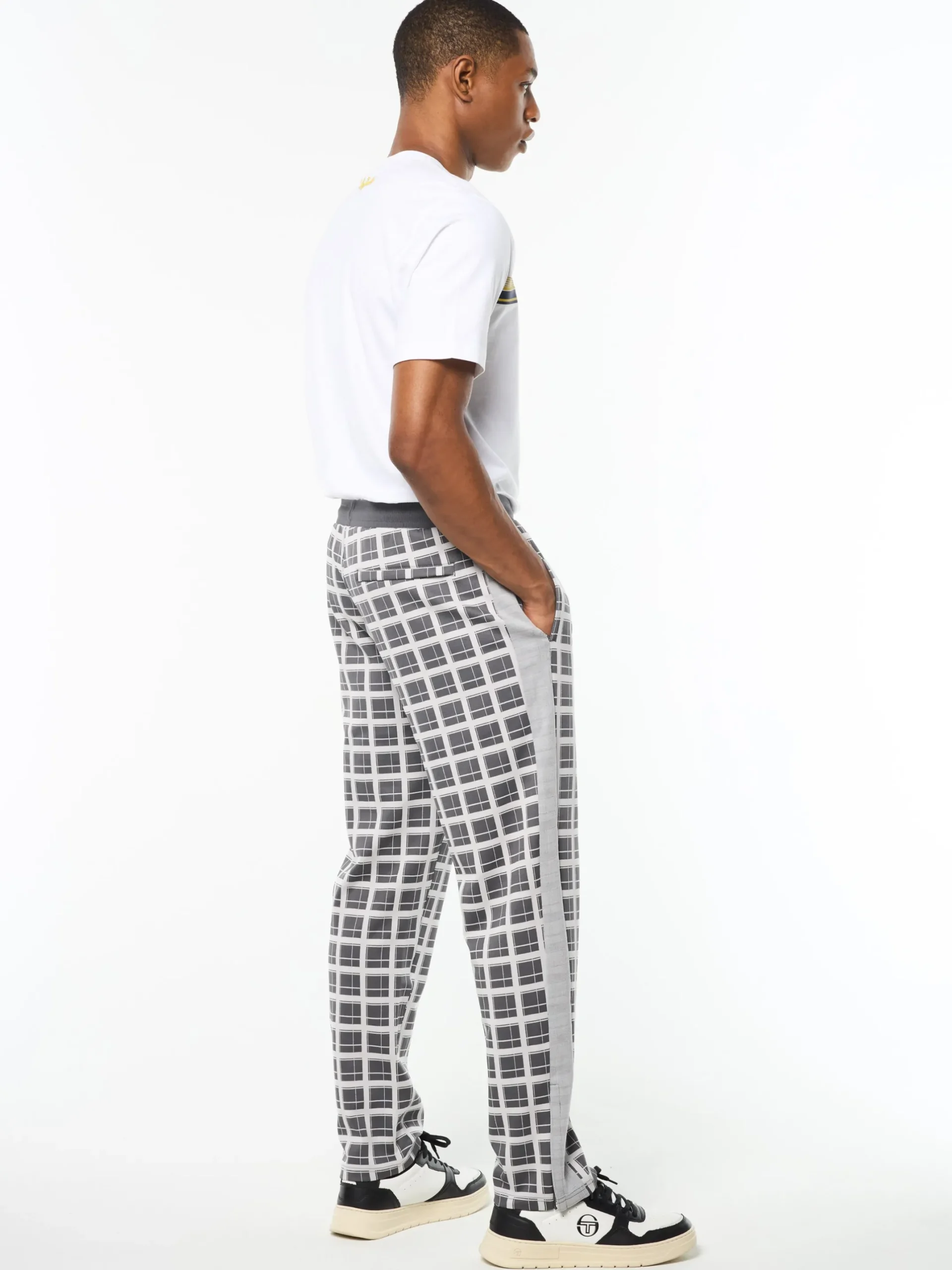 Damarindo Check Track Pant- Quiet Grey
