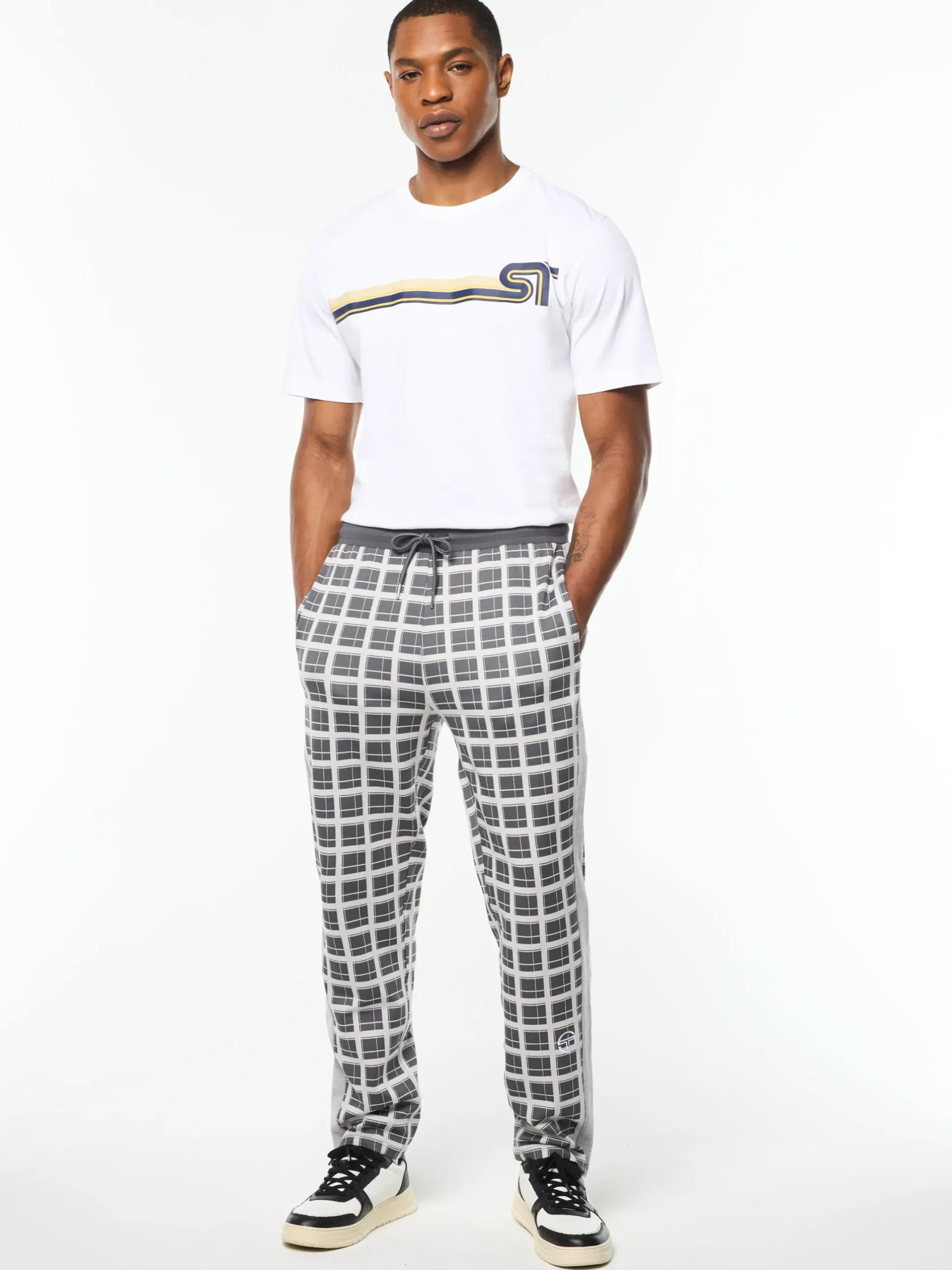 Damarindo Check Track Pant- Quiet Grey