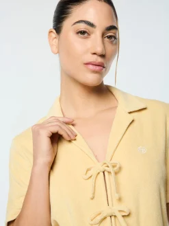 Edda Cropped Shirt- Straw