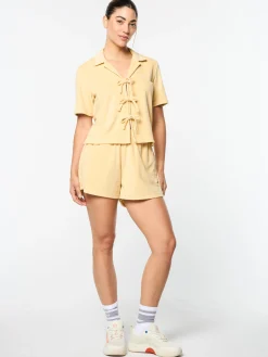 Edda Cropped Shirt- Straw