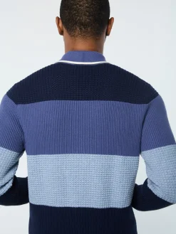 Enzo Striped Track Jacket- Faded Denim