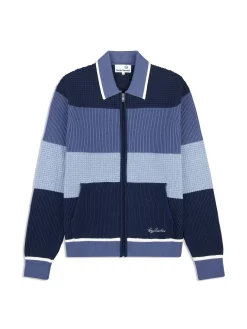 Enzo Striped Track Jacket- Faded Denim