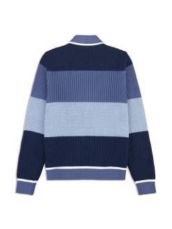 Enzo Striped Track Jacket- Faded Denim