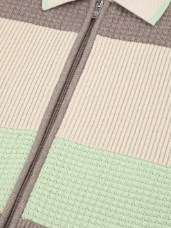 Enzo Striped Track Jacket- Taupe Grey