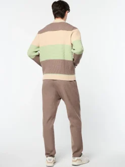 Enzo Striped Track Jacket- Taupe Grey