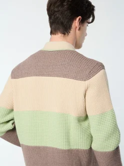 Enzo Striped Track Jacket- Taupe Grey