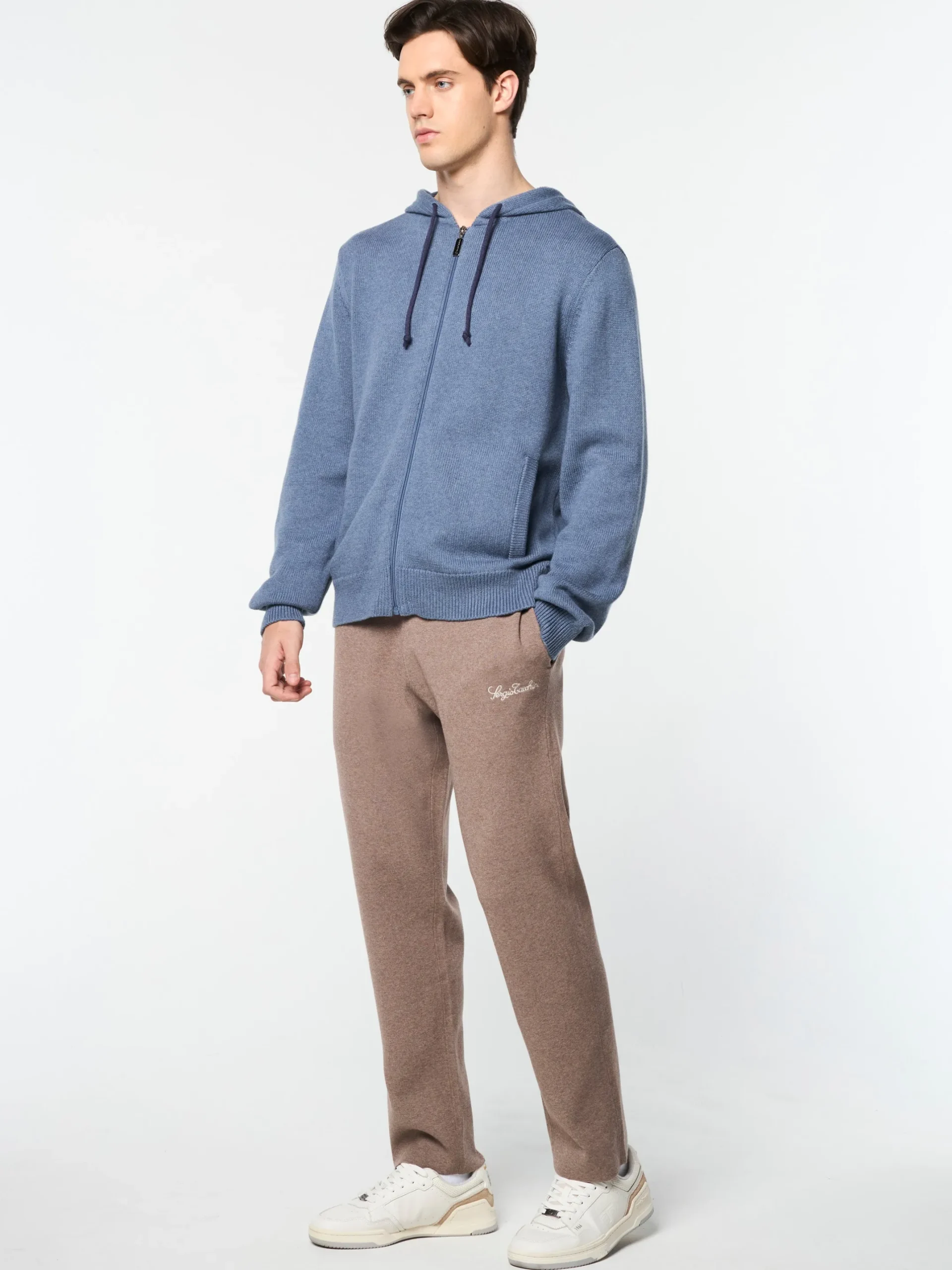 Fausto Knit Hoodie- Faded Denim