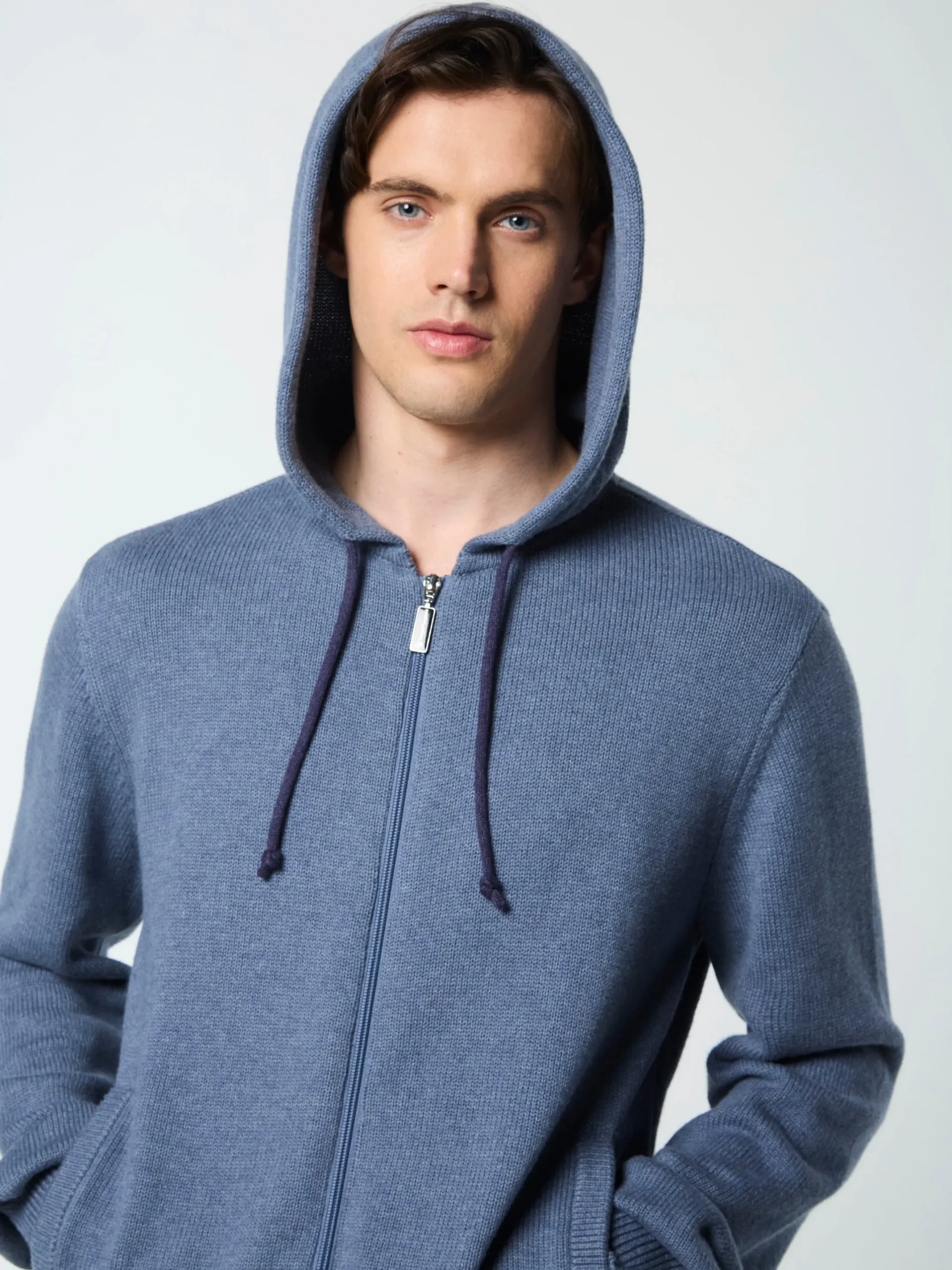 Fausto Knit Hoodie- Faded Denim