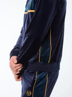 Forato Velour Track Jacket-Maritime Blue