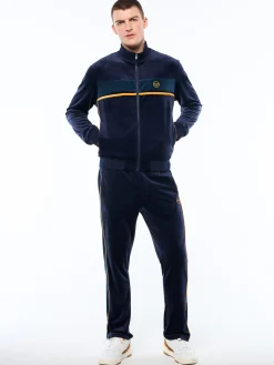 Forato Velour Track Jacket-Maritime Blue