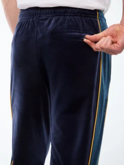 Forato Velour Track Pant-Maritime Blue