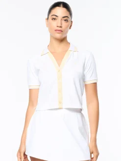Idalia Cropped Polo- Brilliant White