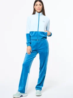 Lina Velour Track Jacket- Baby Blue