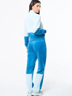Lina Velour Track Jacket- Baby Blue