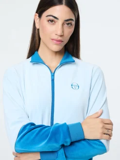Lina Velour Track Jacket- Baby Blue