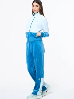 Lina Velour Track Jacket- Baby Blue