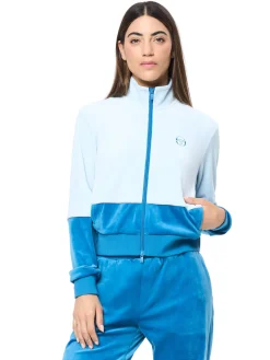 Lina Velour Track Jacket- Baby Blue