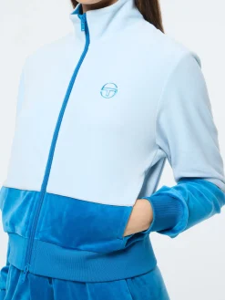 Lina Velour Track Jacket- Baby Blue